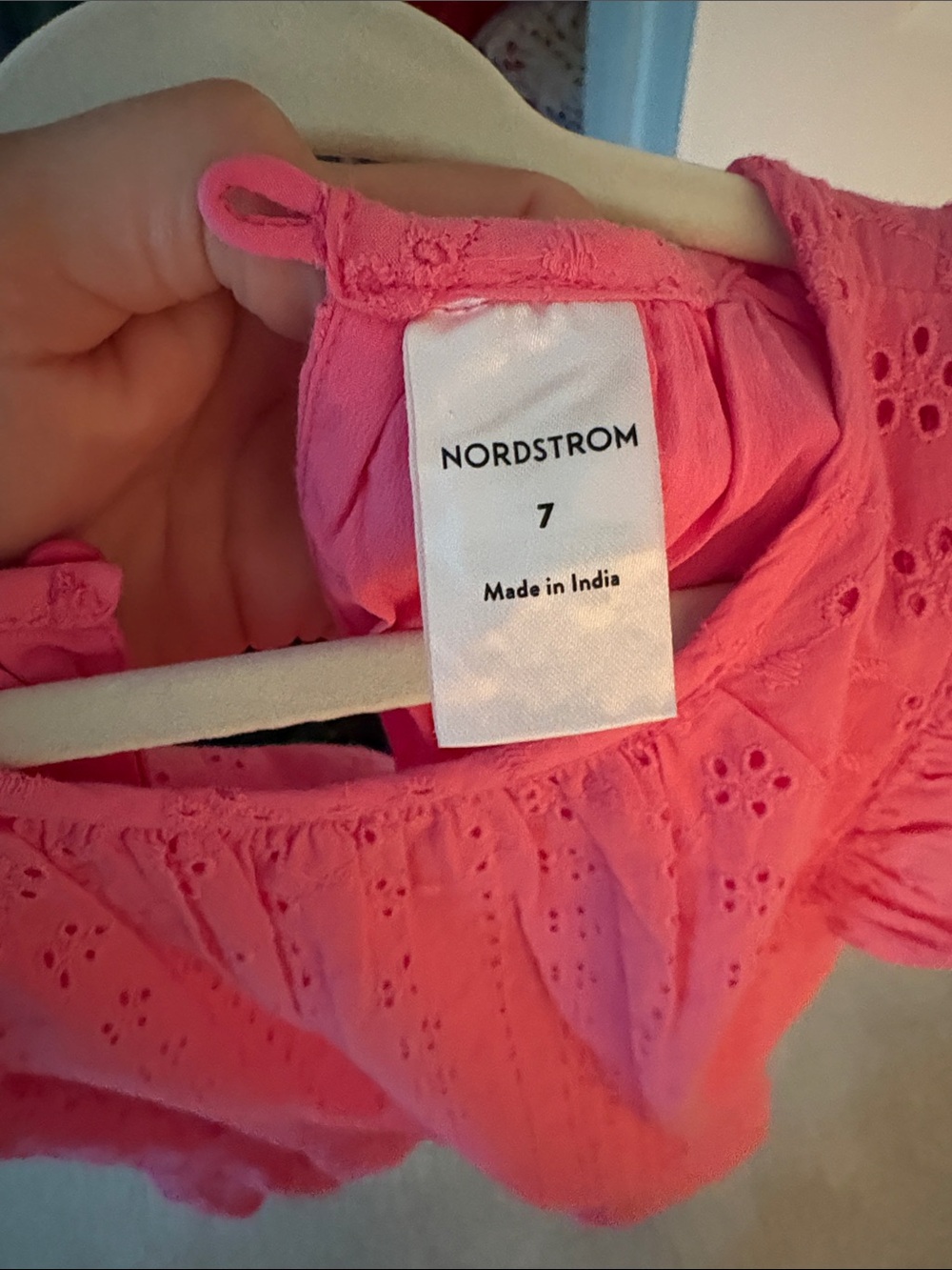 Nordstrom Bright Pink Eyelet Ruffle Sleeve Dress - Picture 3 of 3